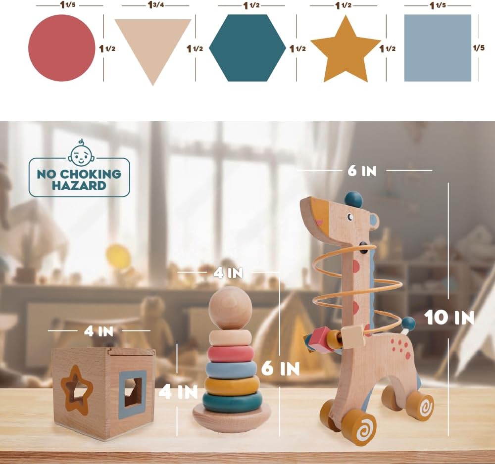3-in-1 Wooden Montessori Toys for Toddlers 1-3