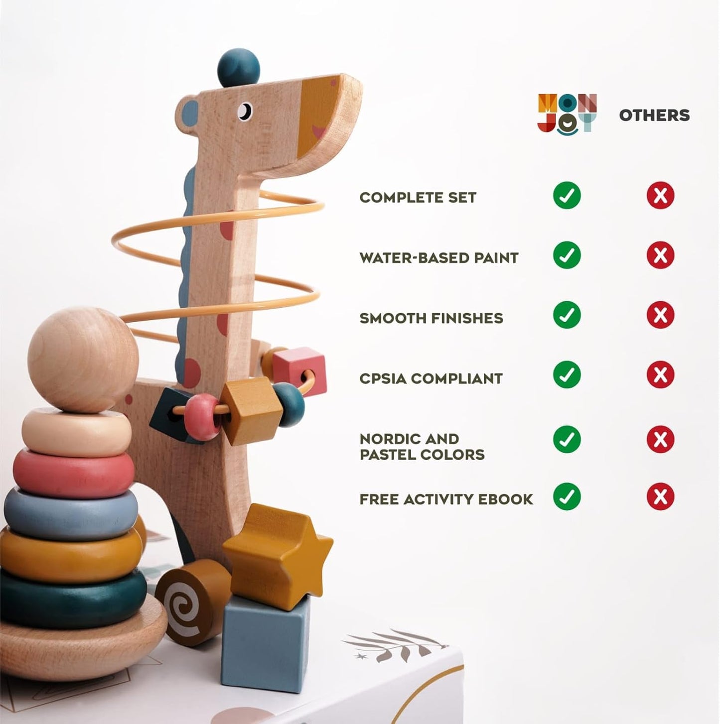 3-in-1 Wooden Montessori Toys for Toddlers 1-3